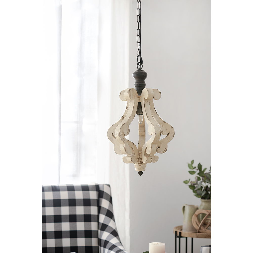Farmhouse Chandeliar Distressed Pendant Chandelier - Antique Cream