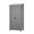 Outdoor Storage Shed with Vertical Tool Cabinet - Solid Wood, Dark Gray or Light Brown