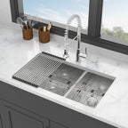 Modern Double Bowl Undermount Sink with 10" Deep Basins - Gray
