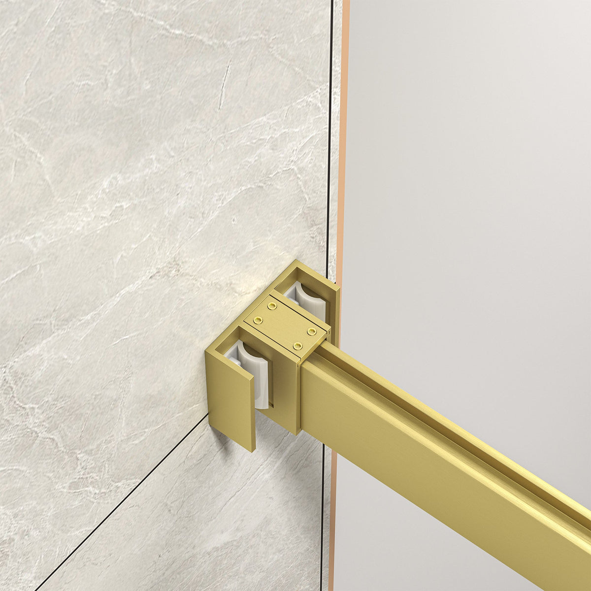 Frameless Shower Door with Tempered Glass - Brushed Gold