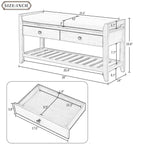 Solid Wood Shoe Rack Storage Bench with Cushioned Seat and Drawers