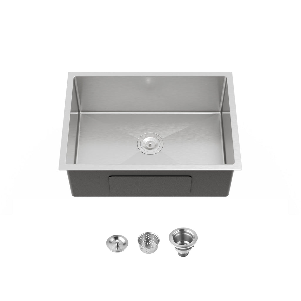 Stainless Steel Kitchen Sink with Single Bowl - Brushed Nickel