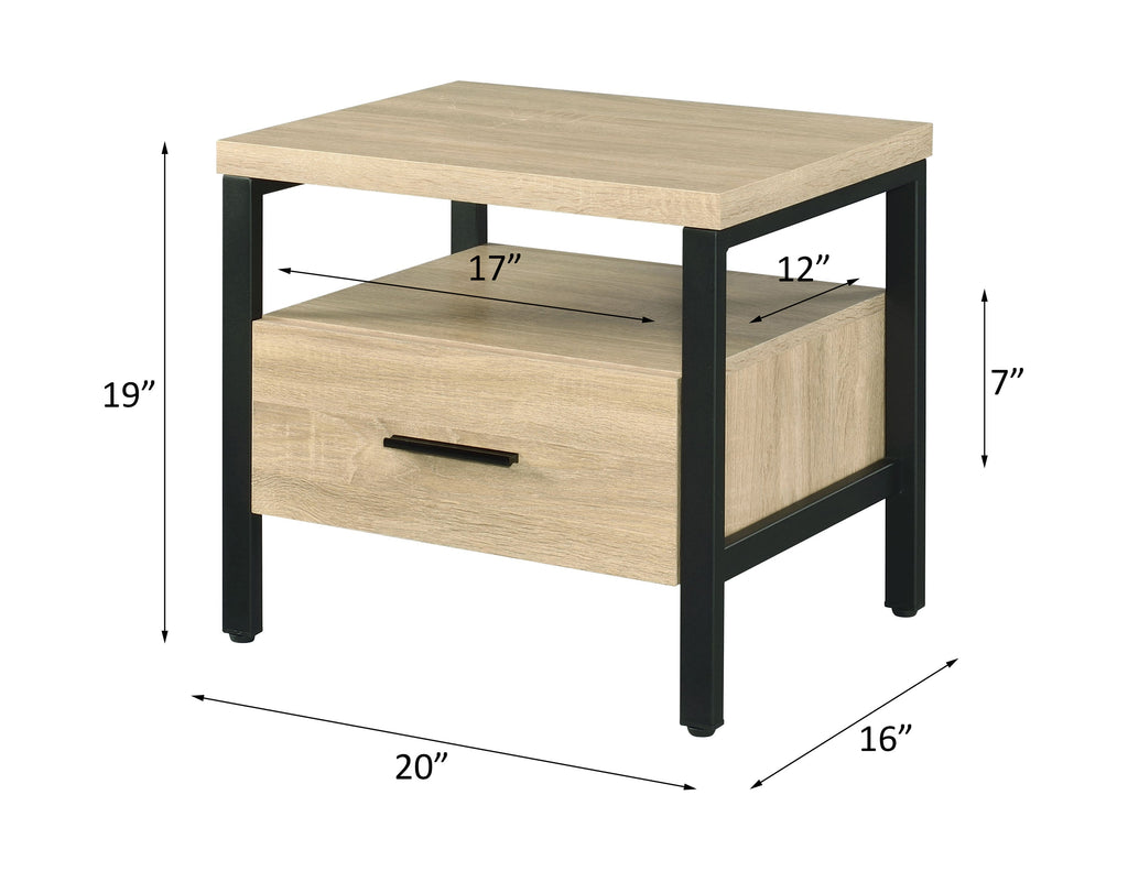 Oak Finish Nightstand with 1 Drawer and 1 Shelf - Modern Storage