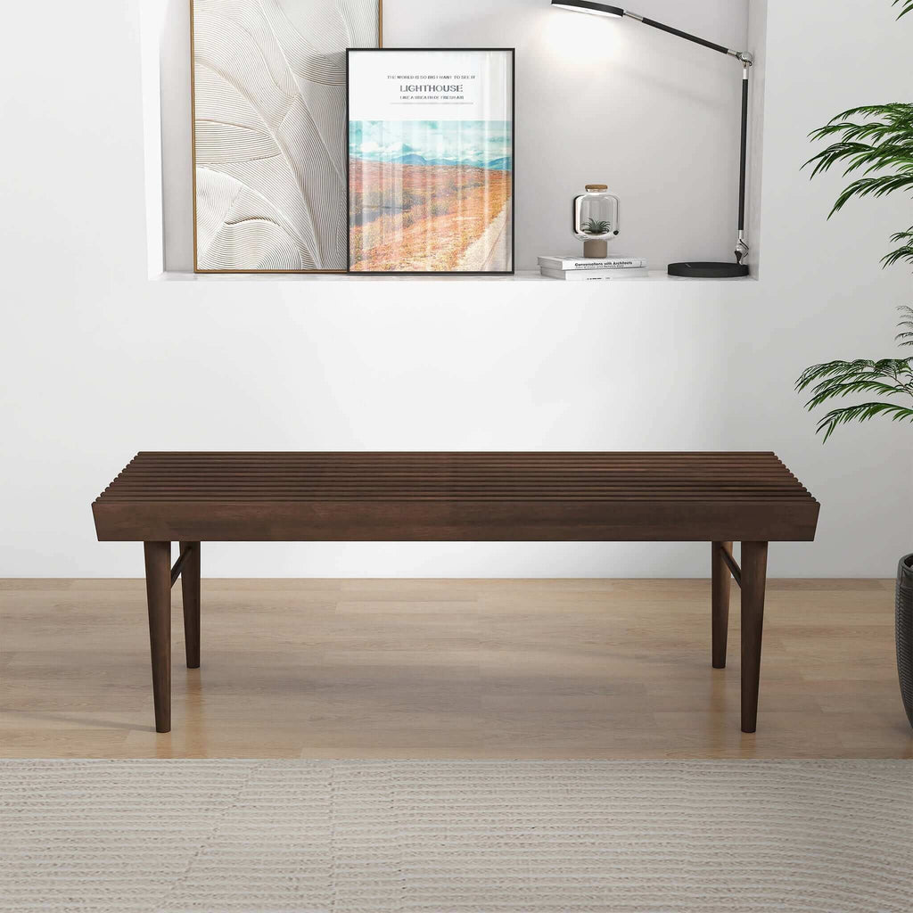 Dark Brown Wood Accent Bench with Solid Wood Frame - Mia