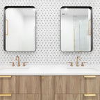 Rectangular Metal Framed Wall Mirror with Modern Design - Black