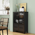 Storage Cabinet With 4 Iron Doors - Black