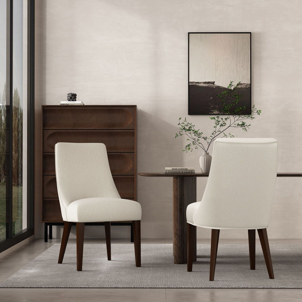 Upholstered Armchair with Ergonomic Backrest - Beige or Dark Gray