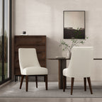Upholstered Armchair with Ergonomic Backrest - Beige or Dark Gray