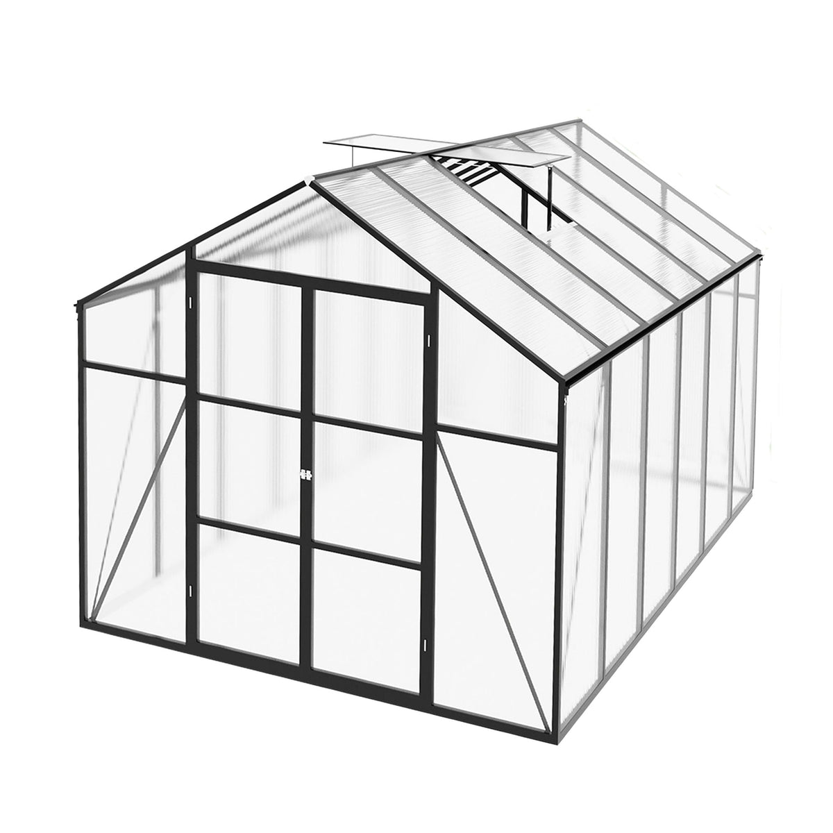 Gain Height Windproof Greenhouse with Heavy-Duty Frame - Black