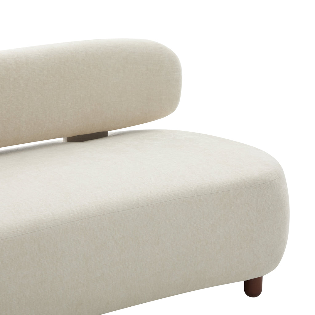 Modern Curved Upholstered Chenille Sofa with Wood Frame - Beige or Nomad