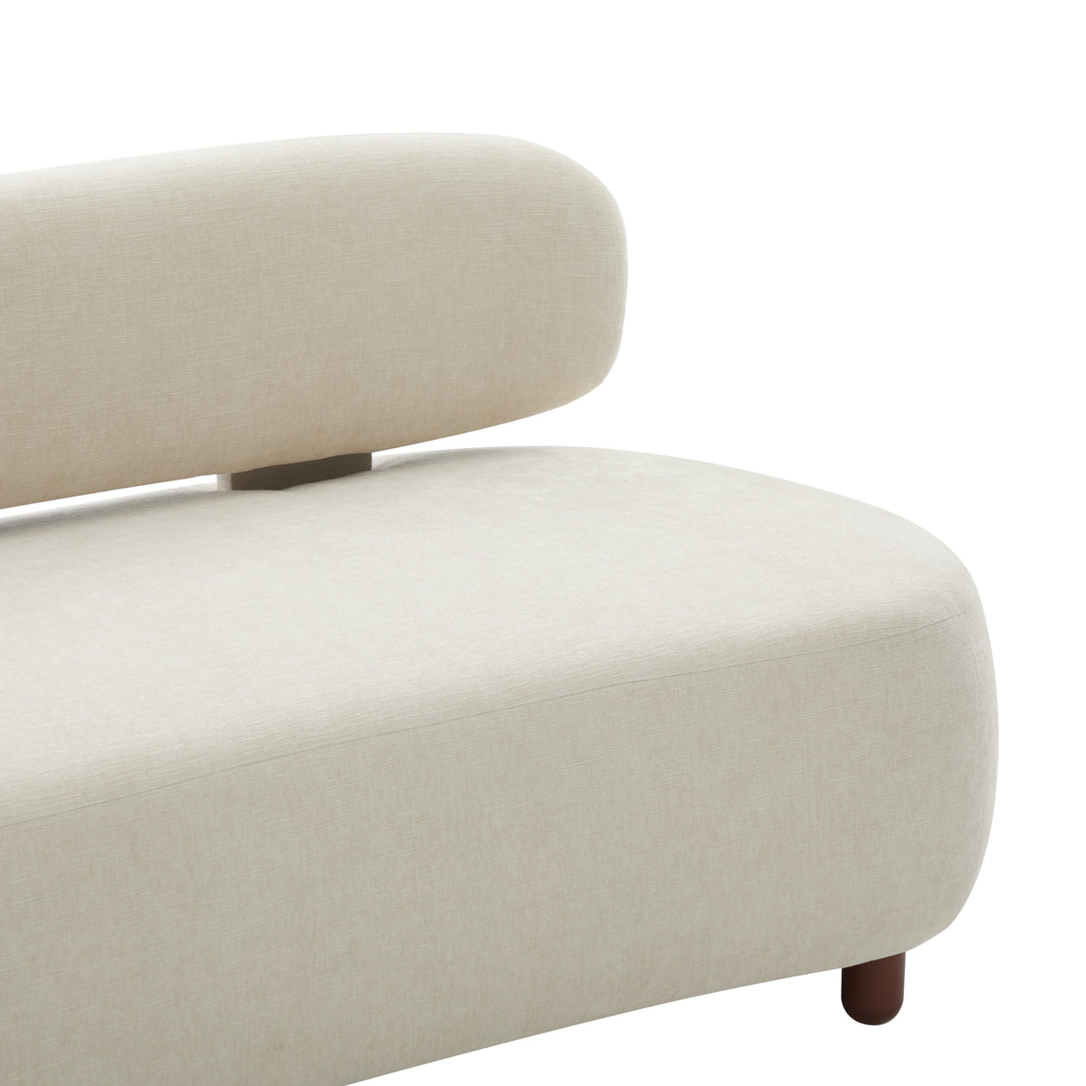 Modern Curved Upholstered Chenille Sofa with Wood Frame - Beige or Nomad