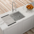 Modern Undermount Stainless Steel Kitchen Sink 16 Gauge, Deep Single Bowl - Gray