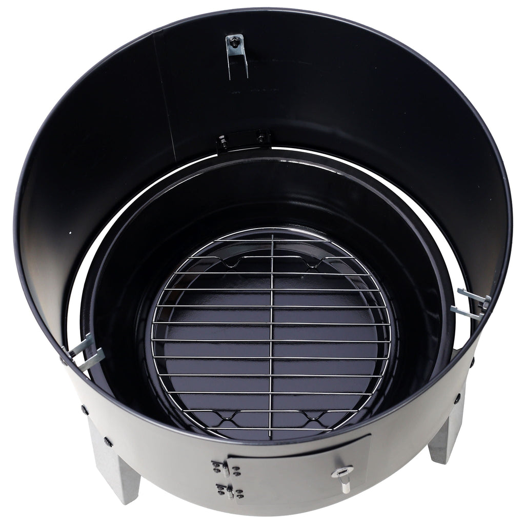 Portable Charcoal Smoker Grill with 3-in-1 Cooking Functionality - Black