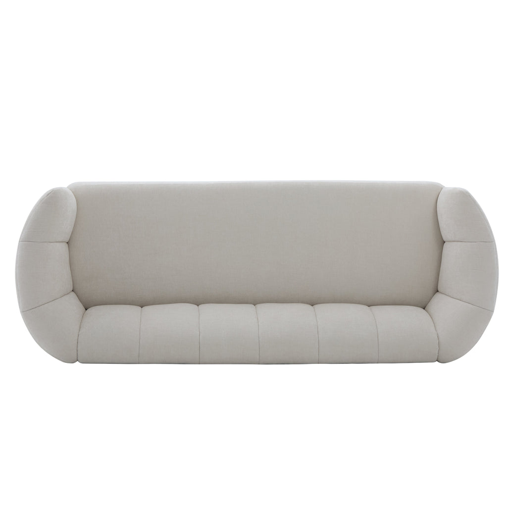 Modern Curved Chenille Sofa Couch with Sturdy Wood Frame – Cream
