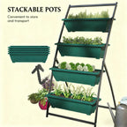 4-Tier Vertical Raised Garden Planter with 4 Boxes - Steel & Polypropylene