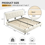 Tufted Headboard Upholstered Bed with Ultra-Soft Cloud Pillow Design - White or Black
