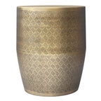 Cross Hatch Pattern Accent Table with Iron Construction - Antique Gold