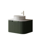 DINA 30" Floating Bathroom Vanity with Ceramic Sink - Dark Green & White