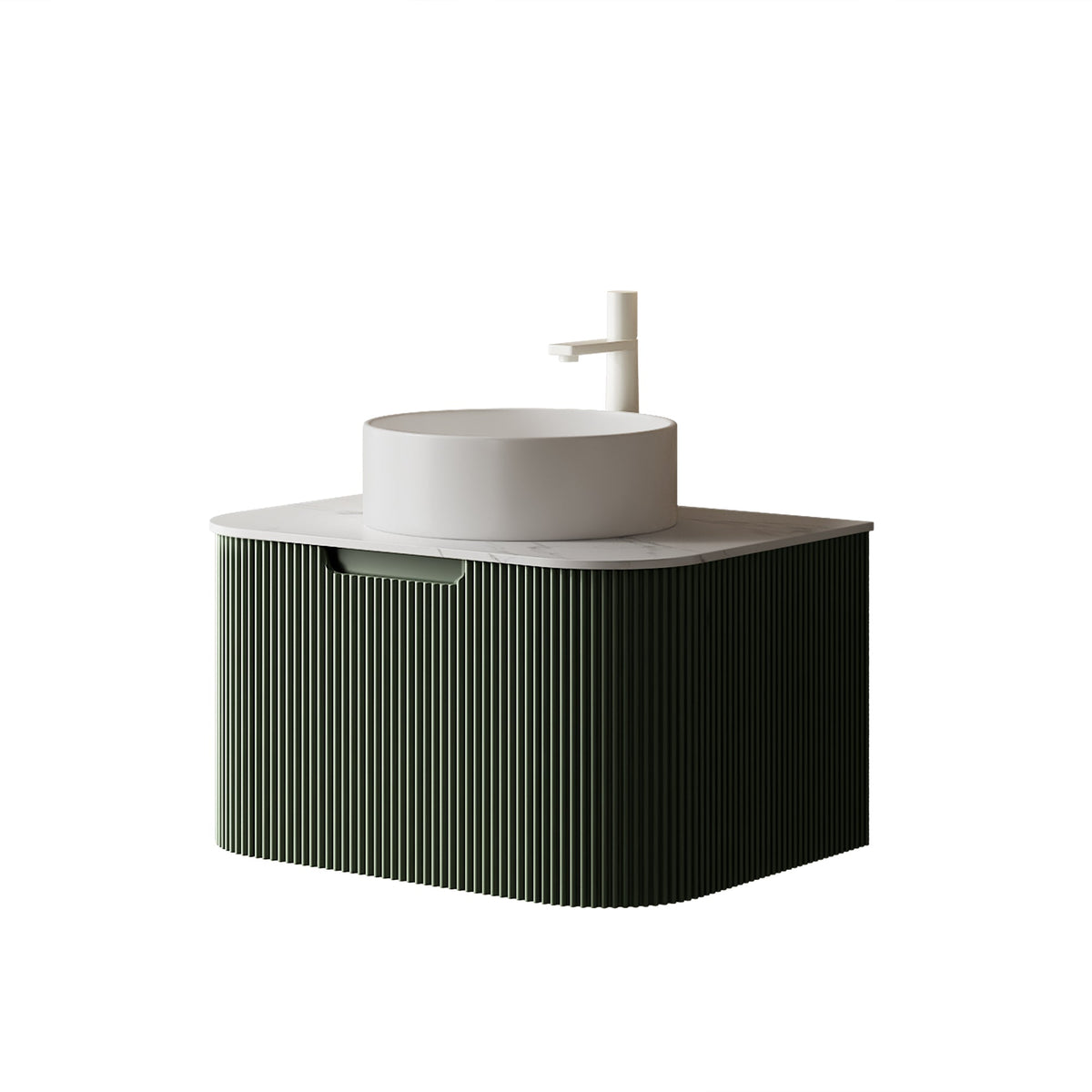 DINA 30" Floating Bathroom Vanity with Ceramic Sink - Dark Green & White