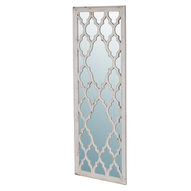 Distressed Floor Mirror with Full Body View - White