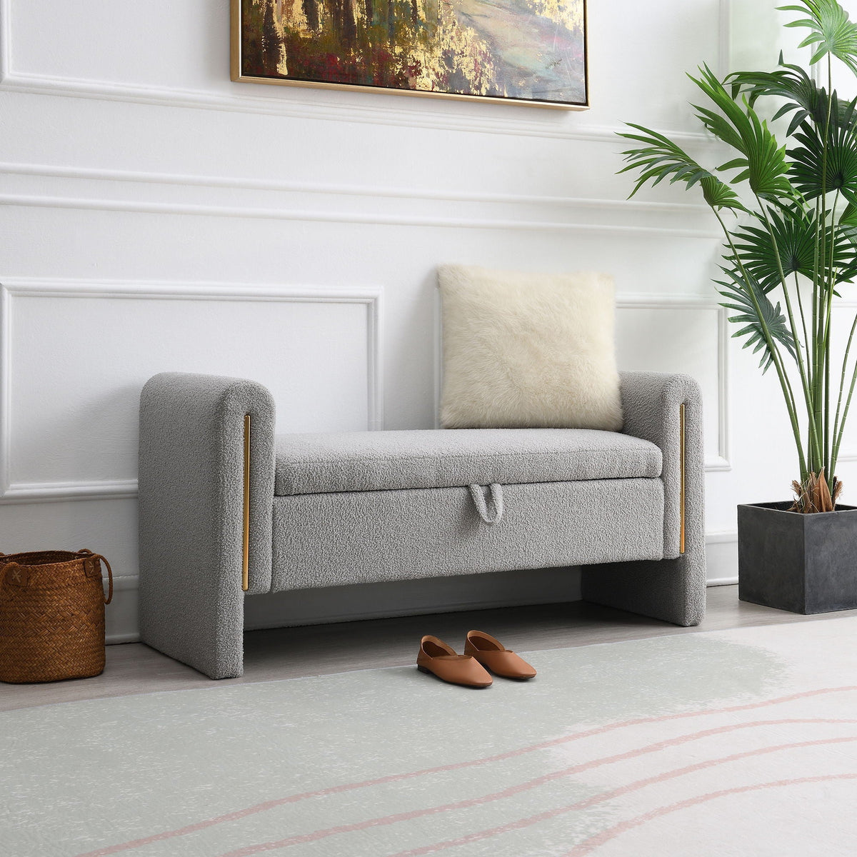 Modern Teddy Upholstered Bed End Bench with Storage - Multiple Colors
