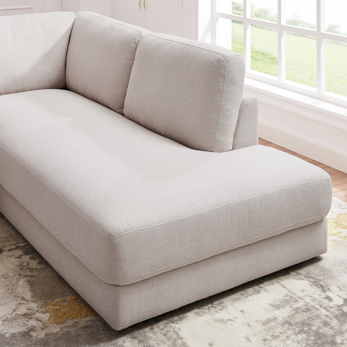 Comfortable Cozy Sectional Sofa with Solid Wood Frame - Pearl Silver or Dark Gray