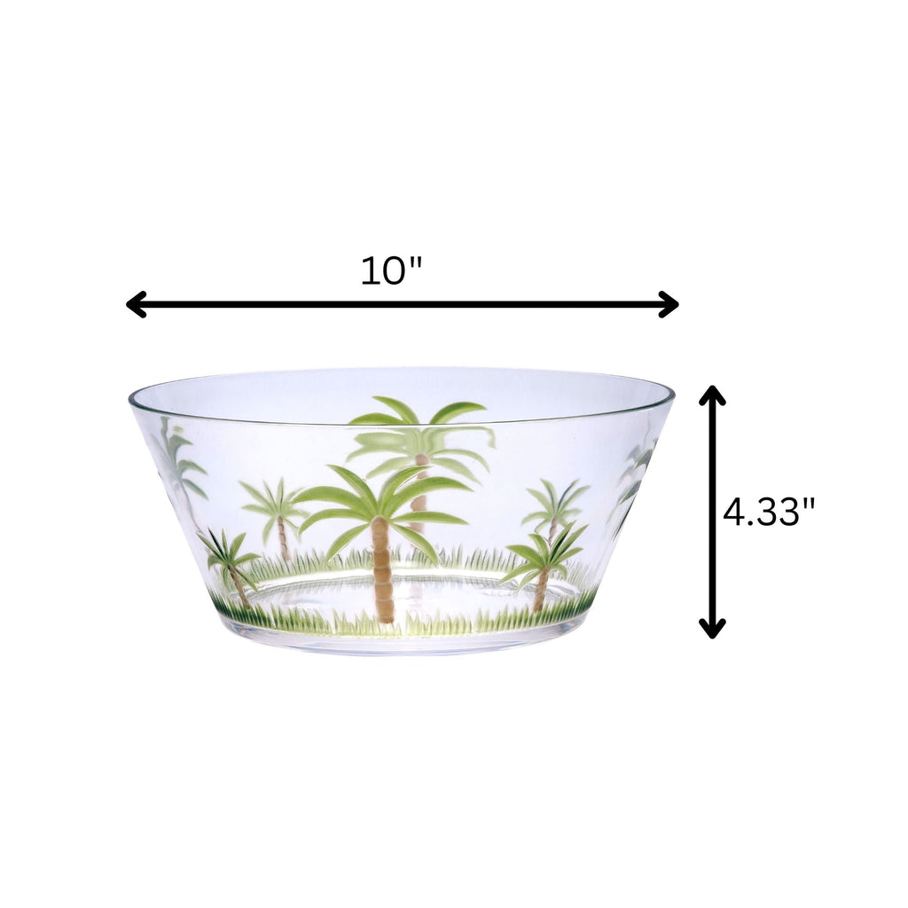 Palm Tree Acrylic Serving Bowl with Unbreakable Design - White