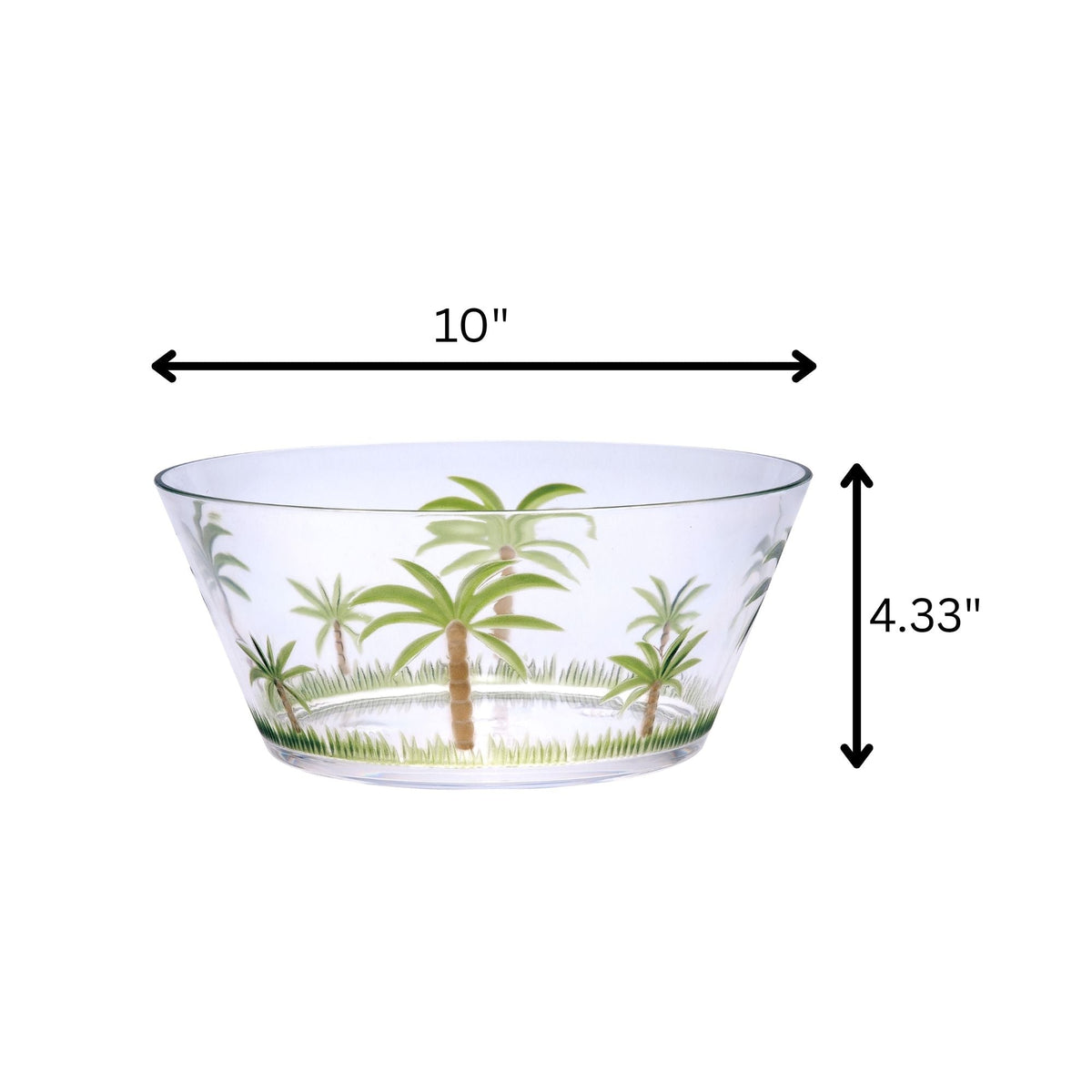 Palm Tree Acrylic Serving Bowl with Unbreakable Design - White