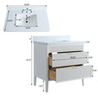 Fully Assembled 36'' Bathroom Vanity with Carrara Stone Top - White