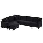 U-Shaped Upholstered Sectional Sofa with Movable Ottoman