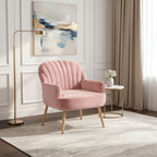 Upholstered Accent Armchair with Shell-Shaped Design - Multiple Colors