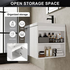 Modern Bathroom Vanity with Side Storage - Light Brown or White