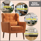 Modern Upholstered Arm Chair with Solid Wood Legs and Pillow - Multiple Colors