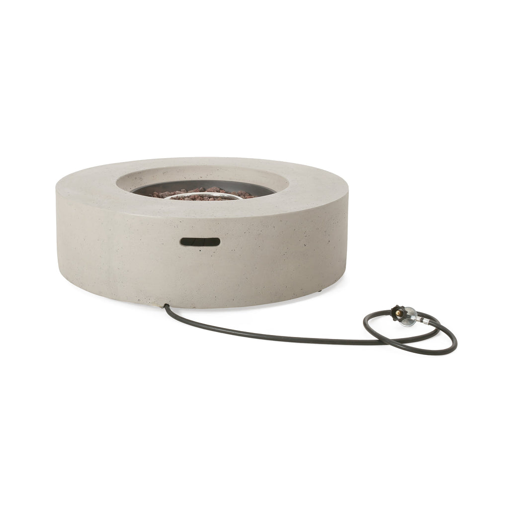 Outdoor Concrete Propane Fire Pit with 50,000 BTU - White