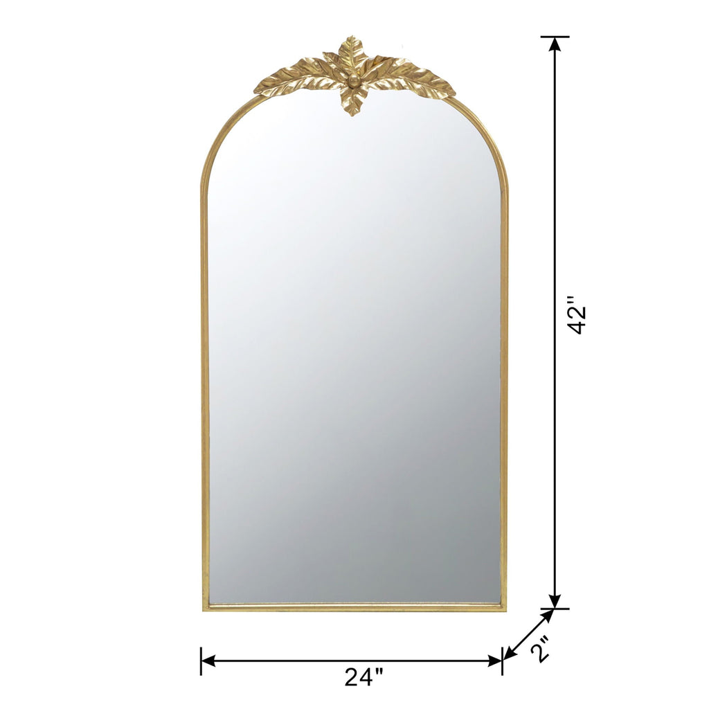Gold Arched Wall Mirror with Metal Frame - Decorative Accent