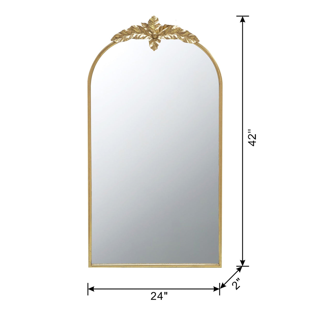 Gold Arched Wall Mirror with Metal Frame - Decorative Accent