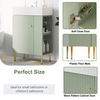 Bathroom Vanity with Single Ceramic Sink and Side Storage - Multiple Colors