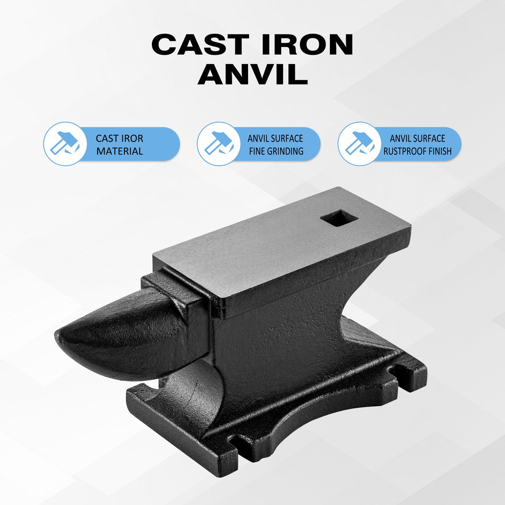 100 Lbs Single Horn Anvil with Countertop and Stable Base - Black