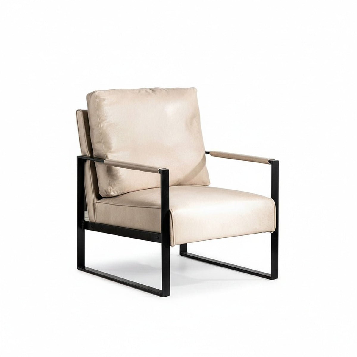 Classic Mid Century Modern Accent Chair with Square Metal Frame - Multiple Colors