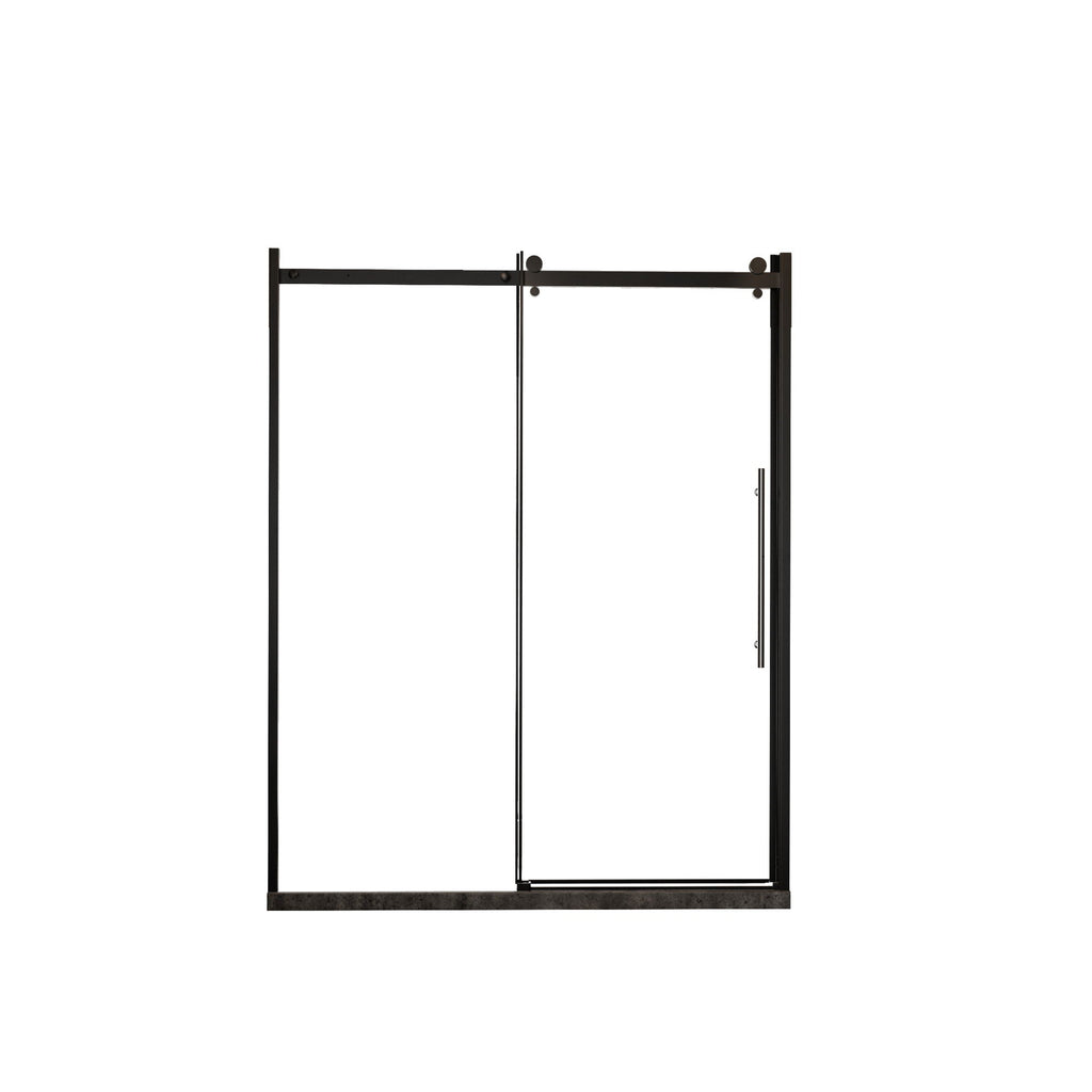 Frameless Shower Door Single Sliding with Zinc Roller Rail System - Black