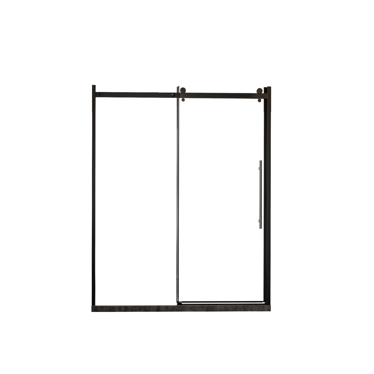 Frameless Shower Door Single Sliding with Zinc Roller Rail System - Black