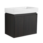 Modern Bathroom Vanity with Ceramic Basin and Storage Cabinet - Light Brown, Black, or White