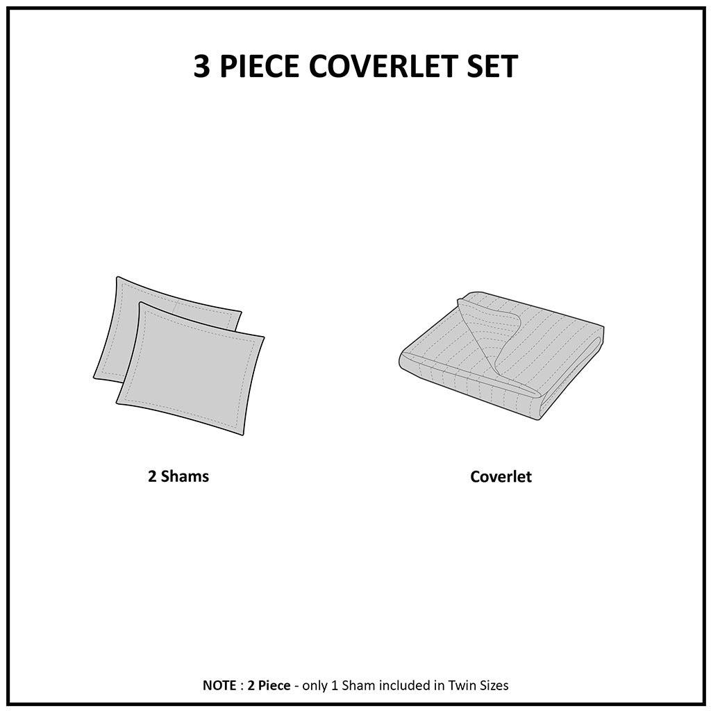 Reversible Scalloped Edge Quilt Set with Lightweight Microfiber - Blush