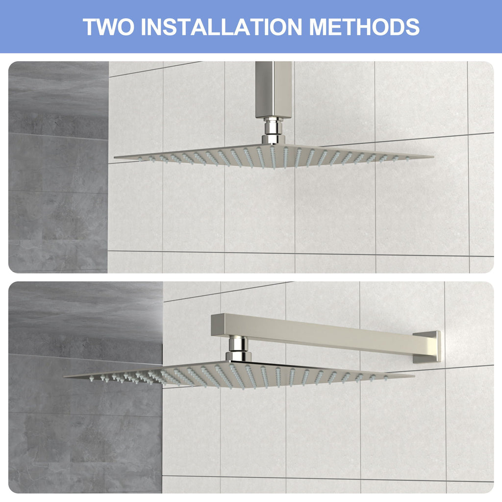 10" Square Rainfall Shower Head with 360° Adjustability – Multiple Colors