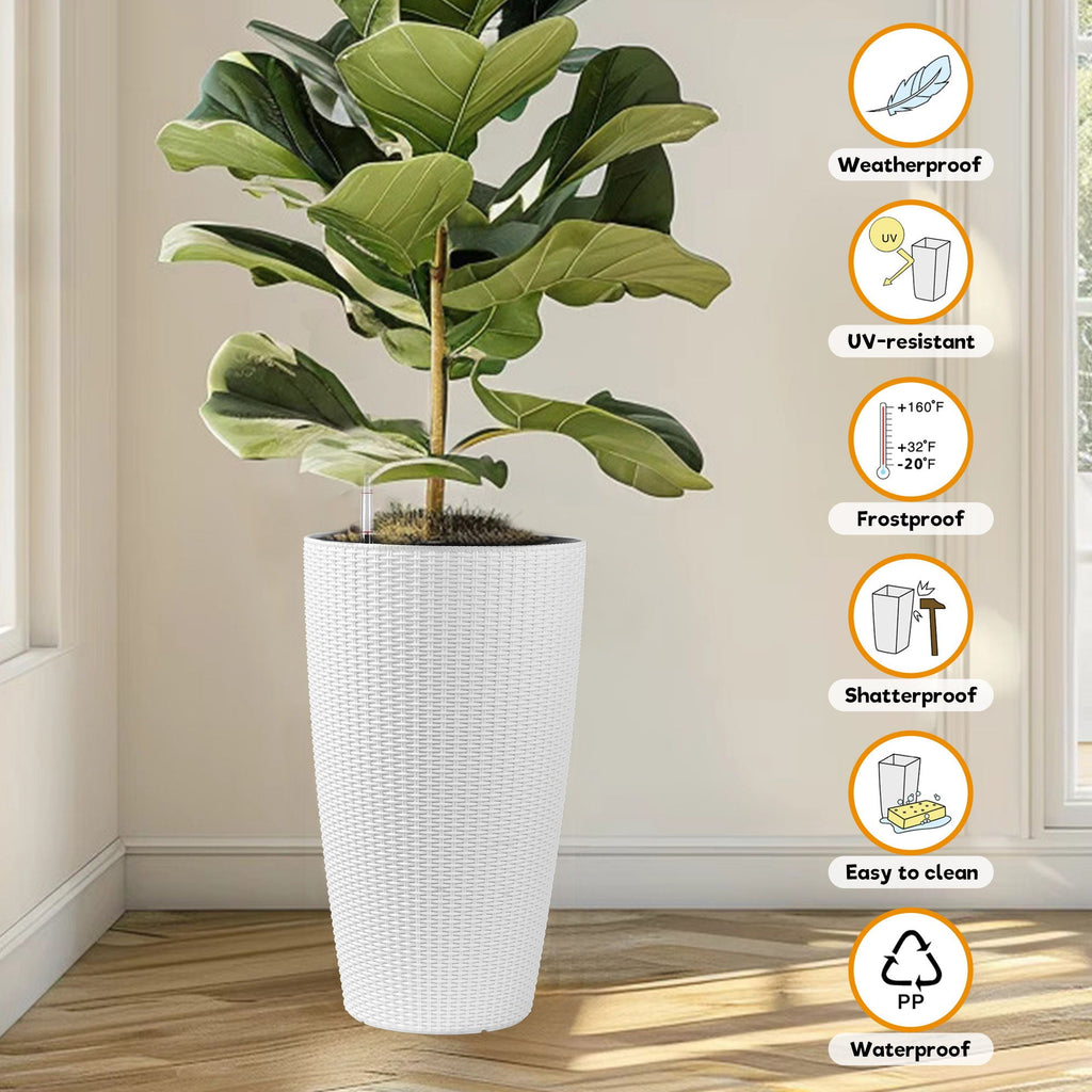 Tall Planters Set with Auto Watering and Water Level Monitor - Polypropylene