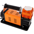Heavy Duty 12V Air Compressor with Pressure Gauge – Black / Orange
