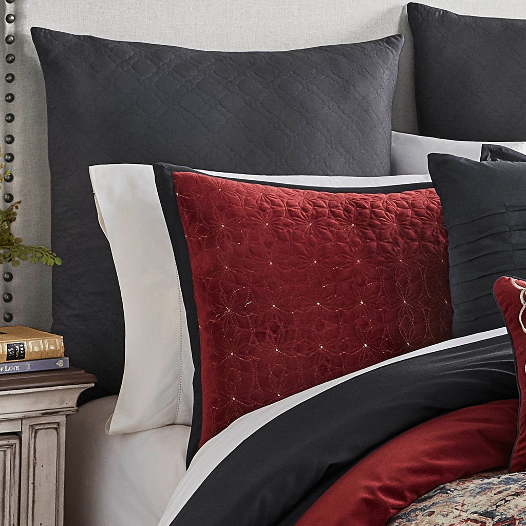 Sadler 9-Pc Burgundy & Blue Medallion Comforter Ensemble with Decorative Pillows - Multi