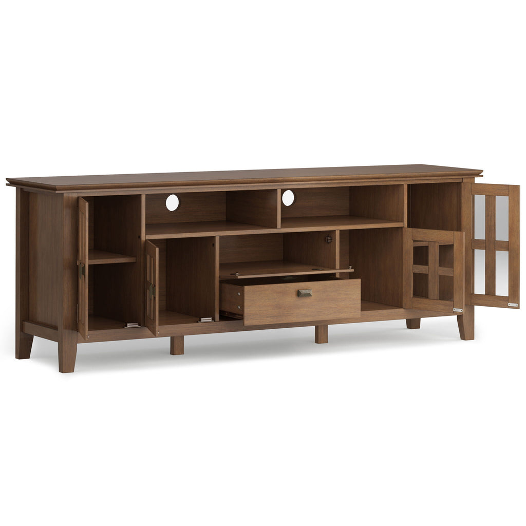 Rustic Natural Aged Brown TV Media Stand with Ample Storage - 72" Wide