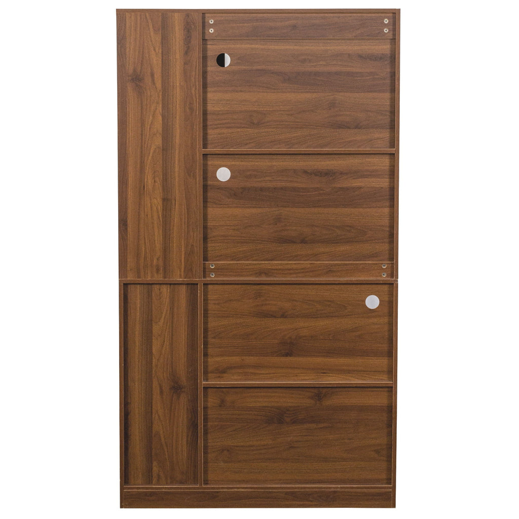 Tall Kitchen Pantry Cabinet with 4 Tier Side Shelf - Walnut