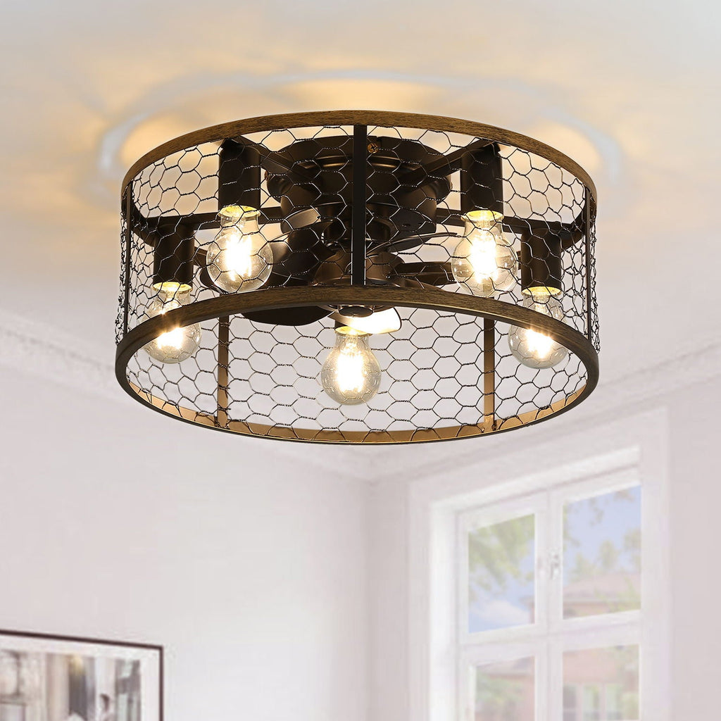 20" Industrial Caged Ceiling Fan with Remote Control